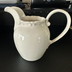 Vintage Peppertree Tabletops 6" White Fine Porcelain Pitcher/Creamer Ruffled Top
